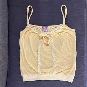 Juicy Couture Yellow Lace Detail Top (Small)